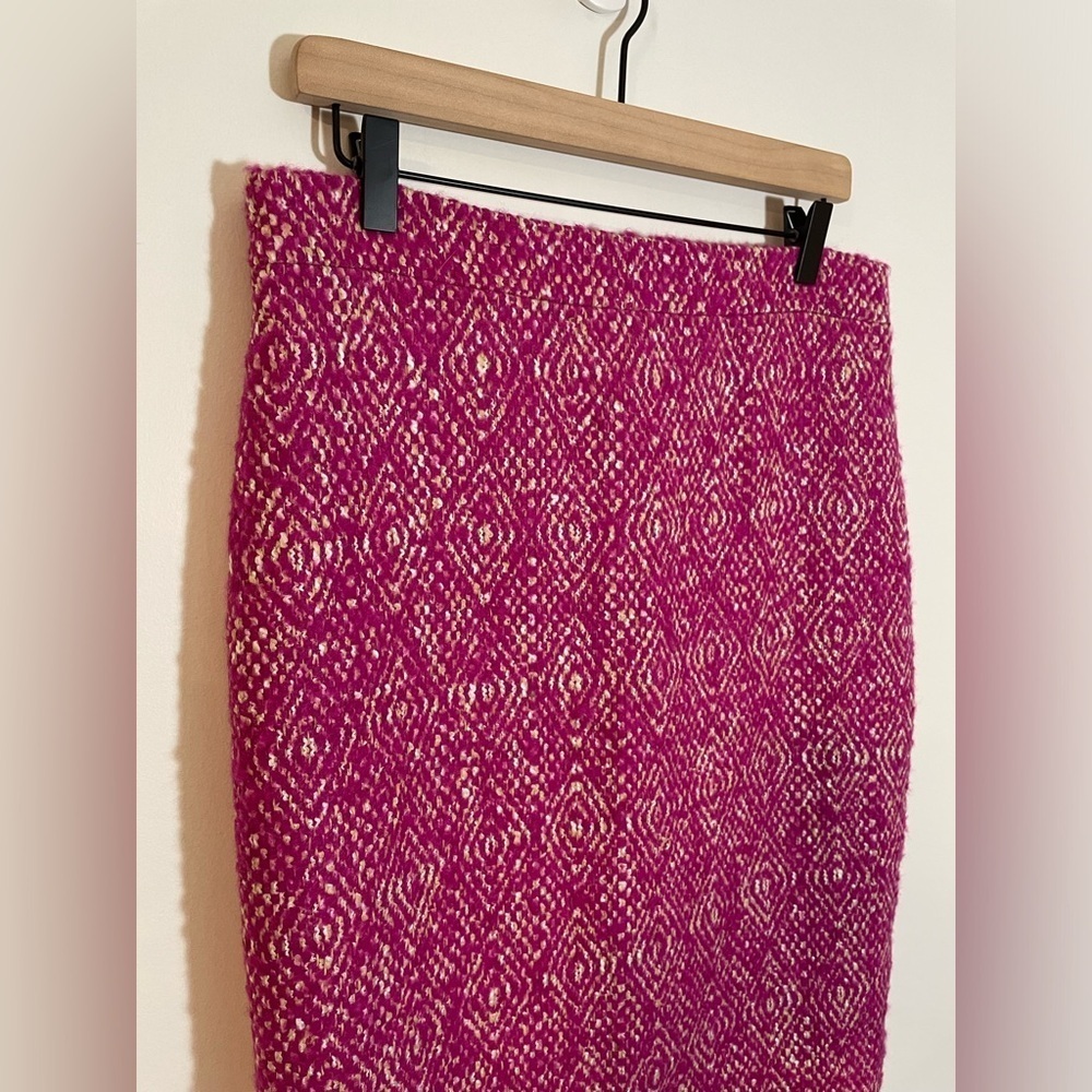 J Crew No 2 Pencil Pink Tweed Lined Skirt Diamond Design Women Size 8 Wool Blend - Picture 11 of 11